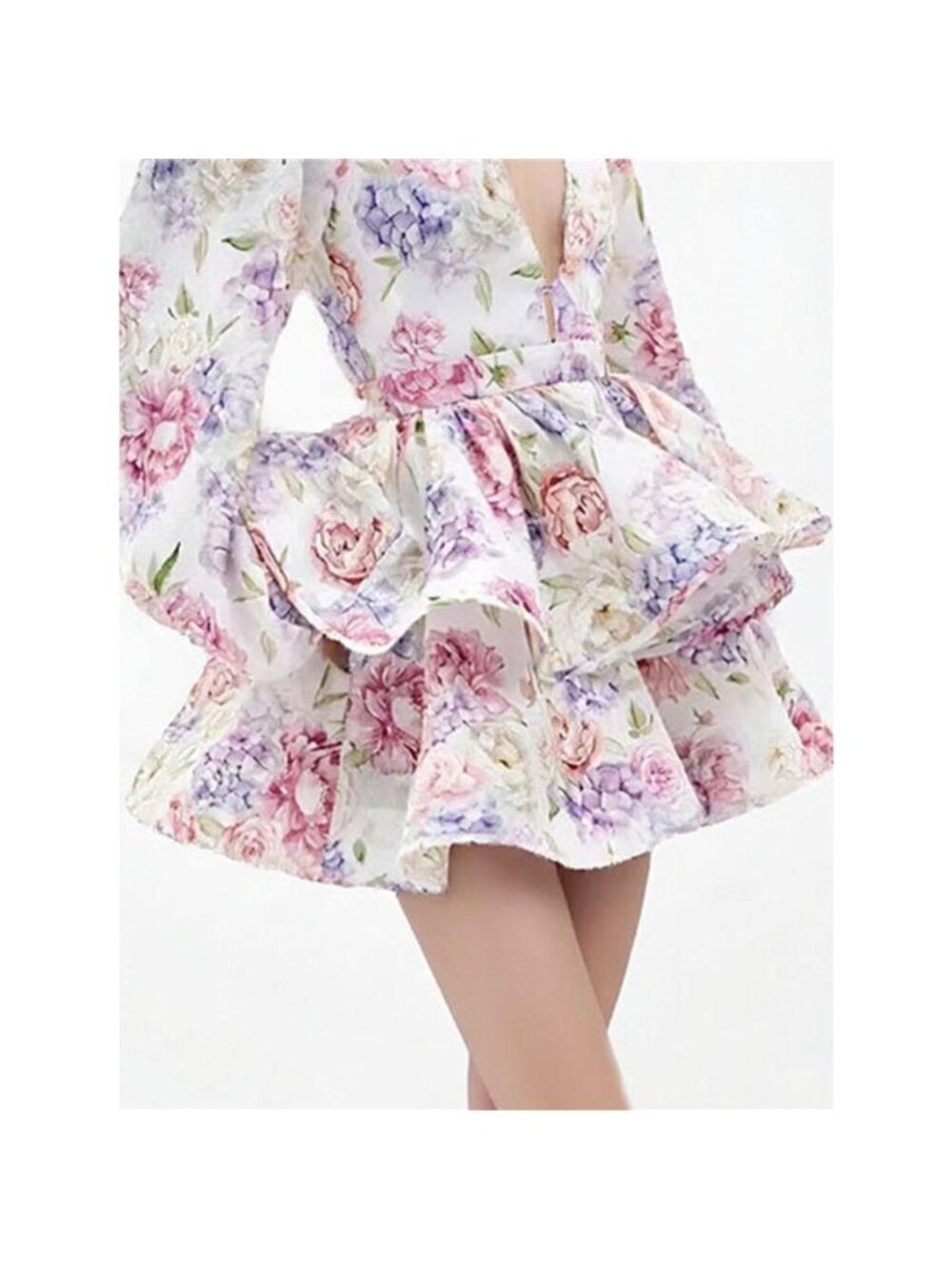 Floral Print Ruffle Layered Mini Dress - Picture 4 of 10